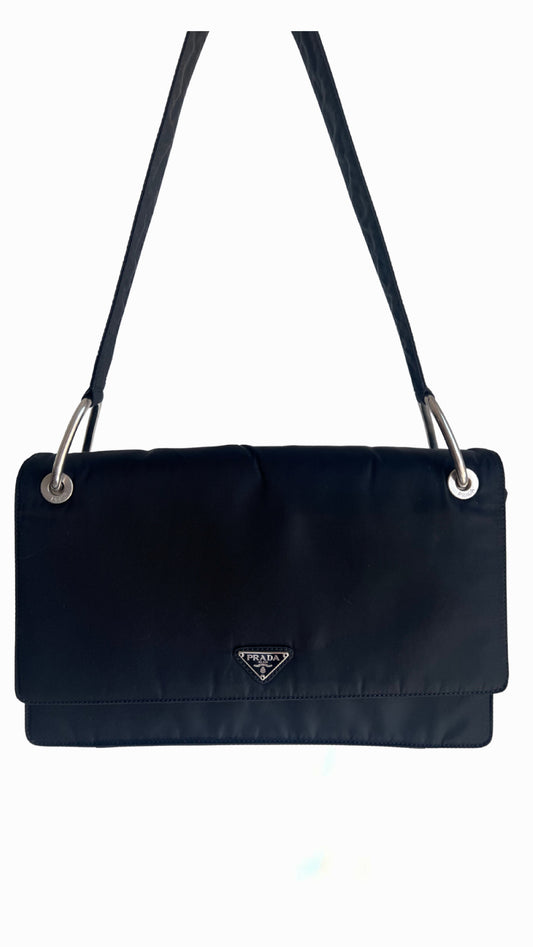Prada Black Vintage Nylon Shoulder Bag