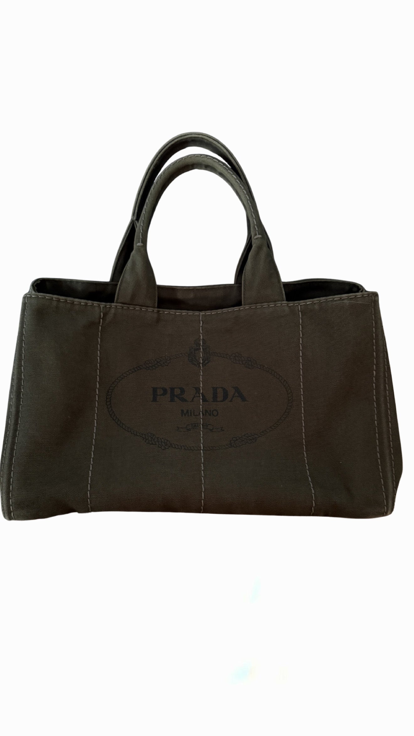 Prada Green Canapa Tote Bag