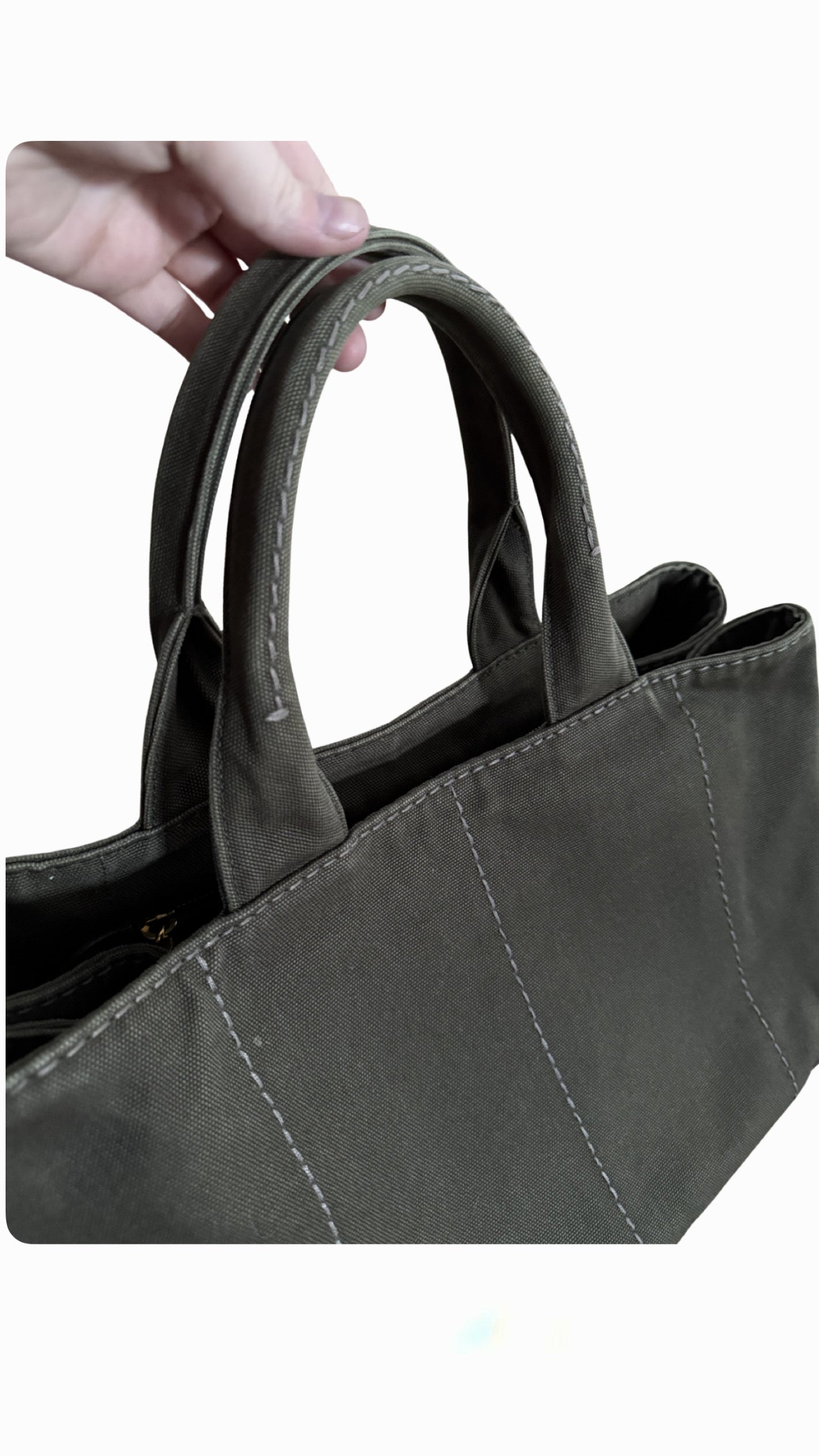 Prada Green Canapa Tote Bag
