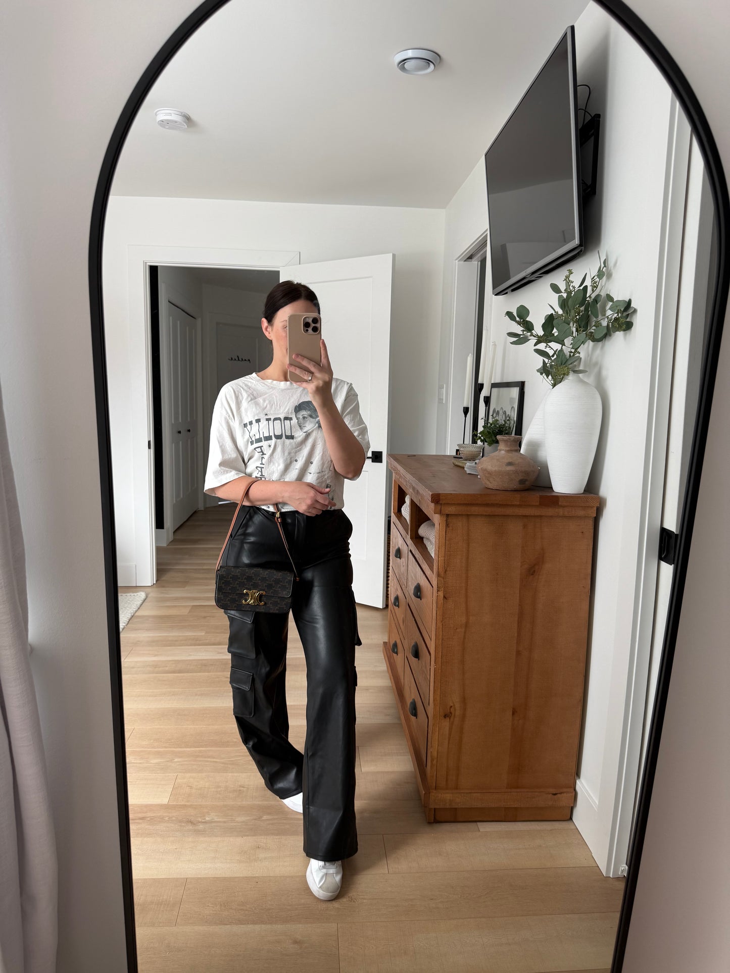 Celine Shoulder Bag Claude in Triomphe Canvas and Calfskin