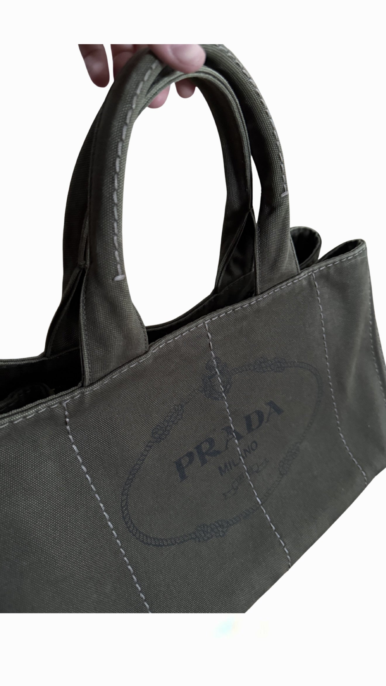 Prada Green Canapa Tote Bag