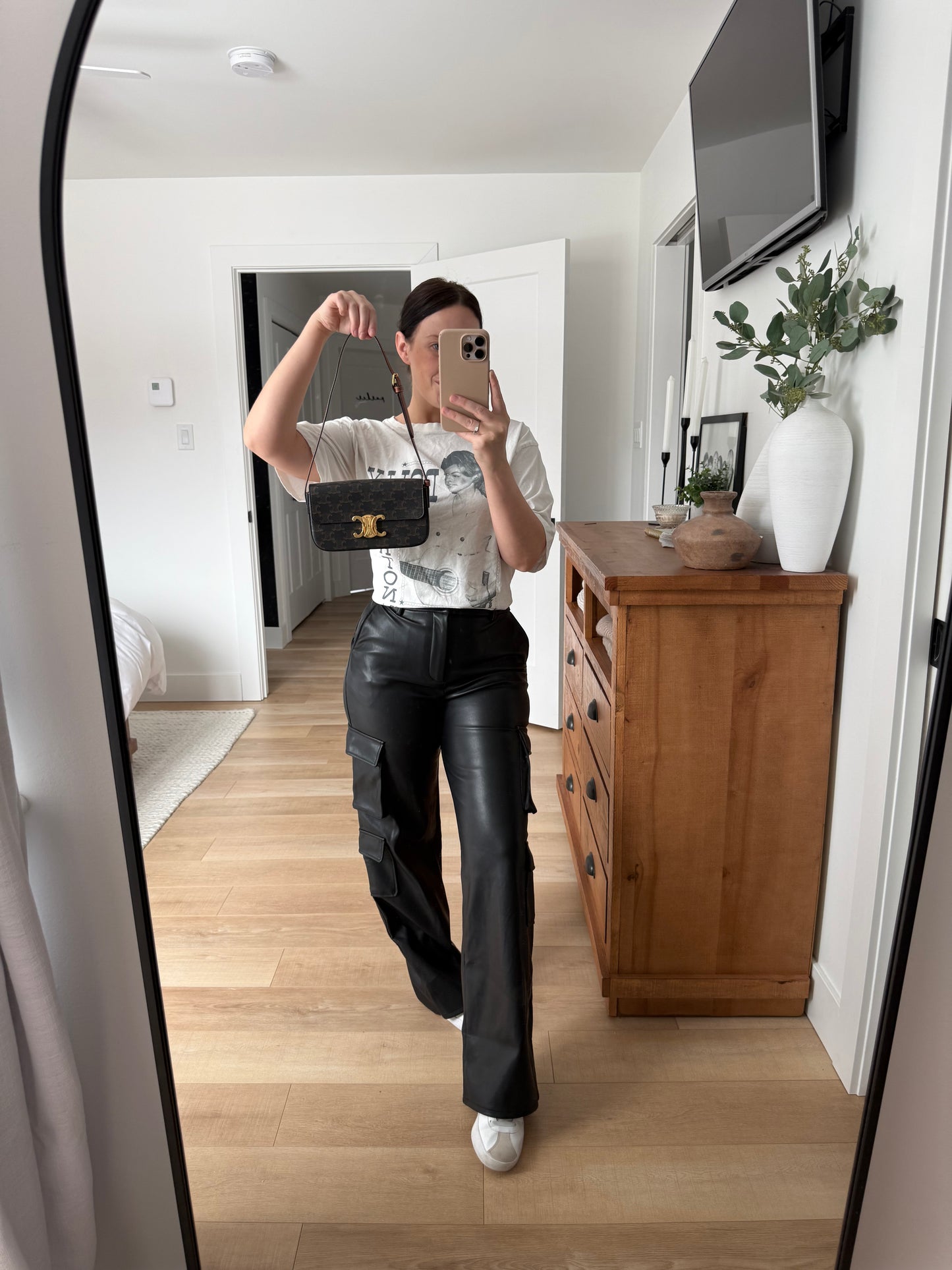 Celine Shoulder Bag Claude in Triomphe Canvas and Calfskin