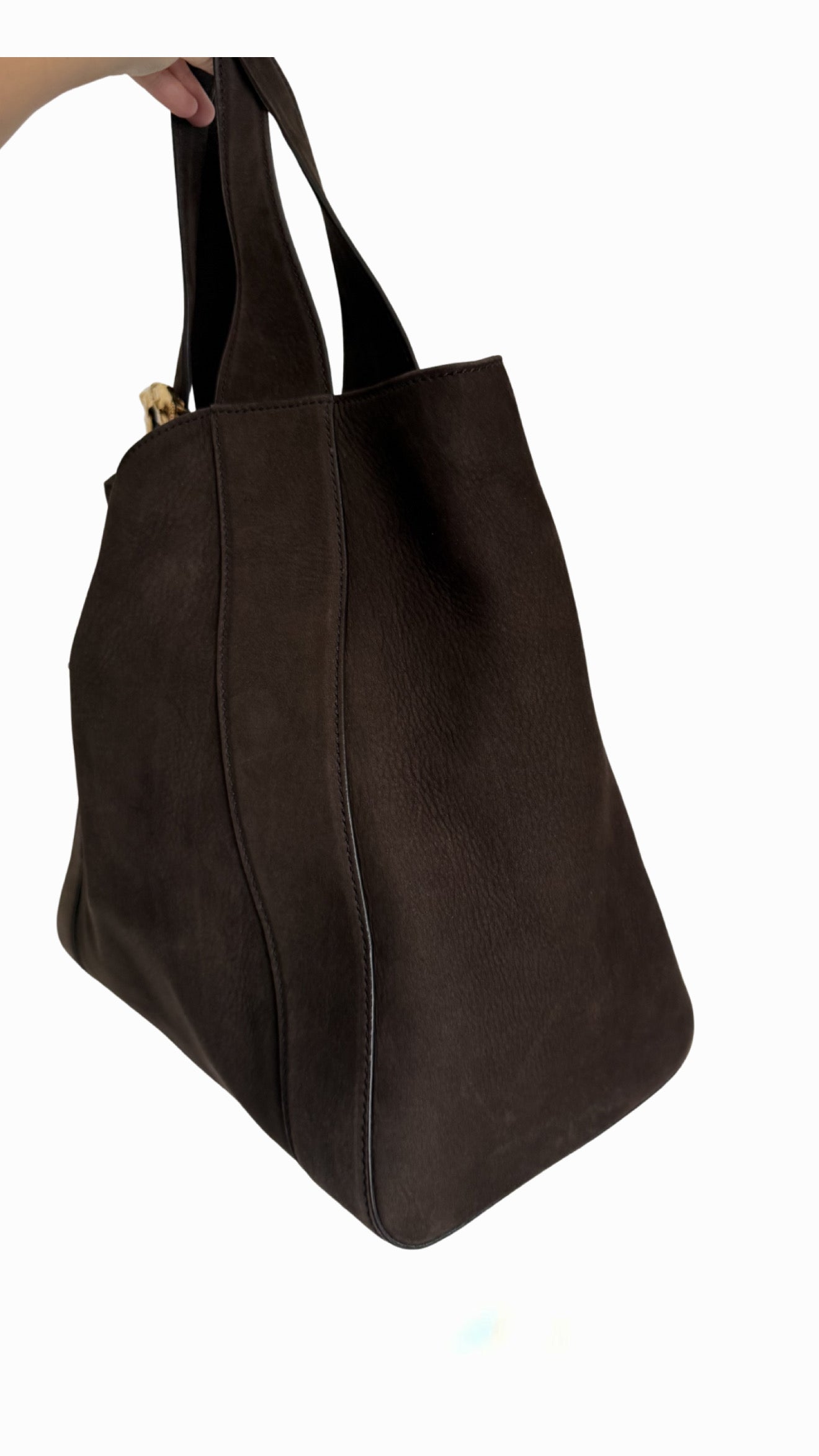 Gucci Brown Nubuck Ribot Horse Head Tote Bag