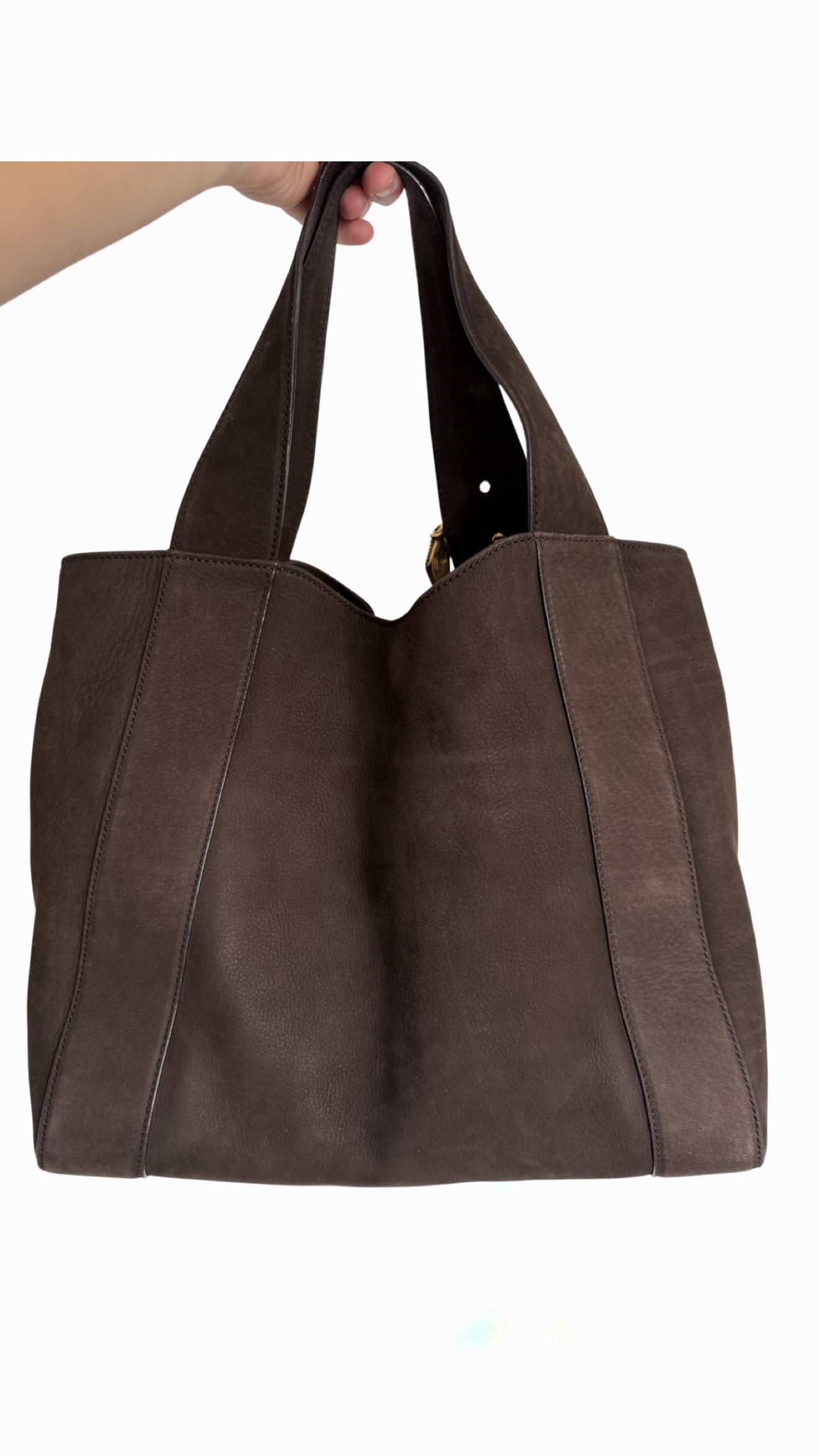 Gucci Brown Nubuck Ribot Horse Head Tote Bag