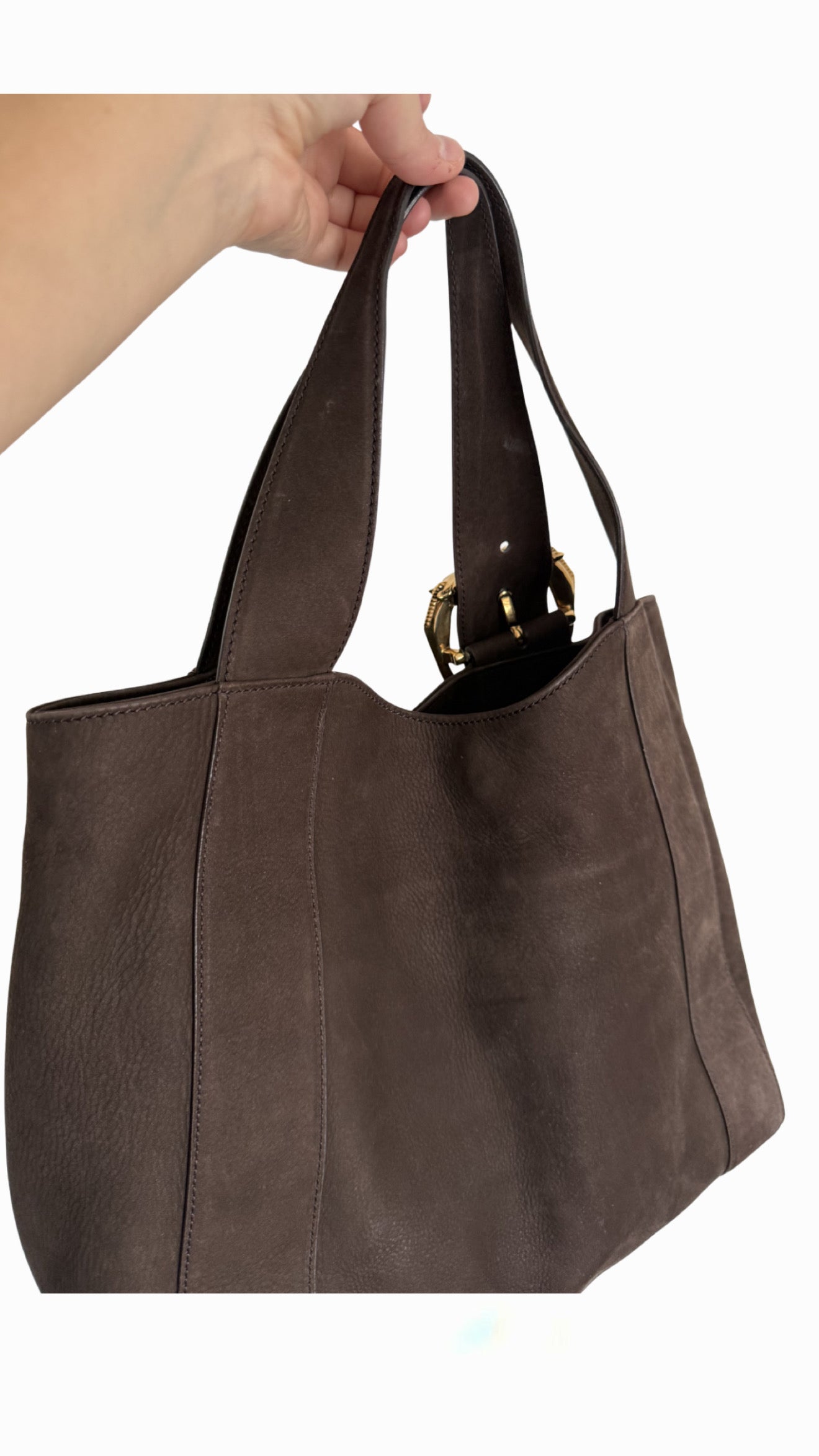 Gucci Brown Nubuck Ribot Horse Head Tote Bag