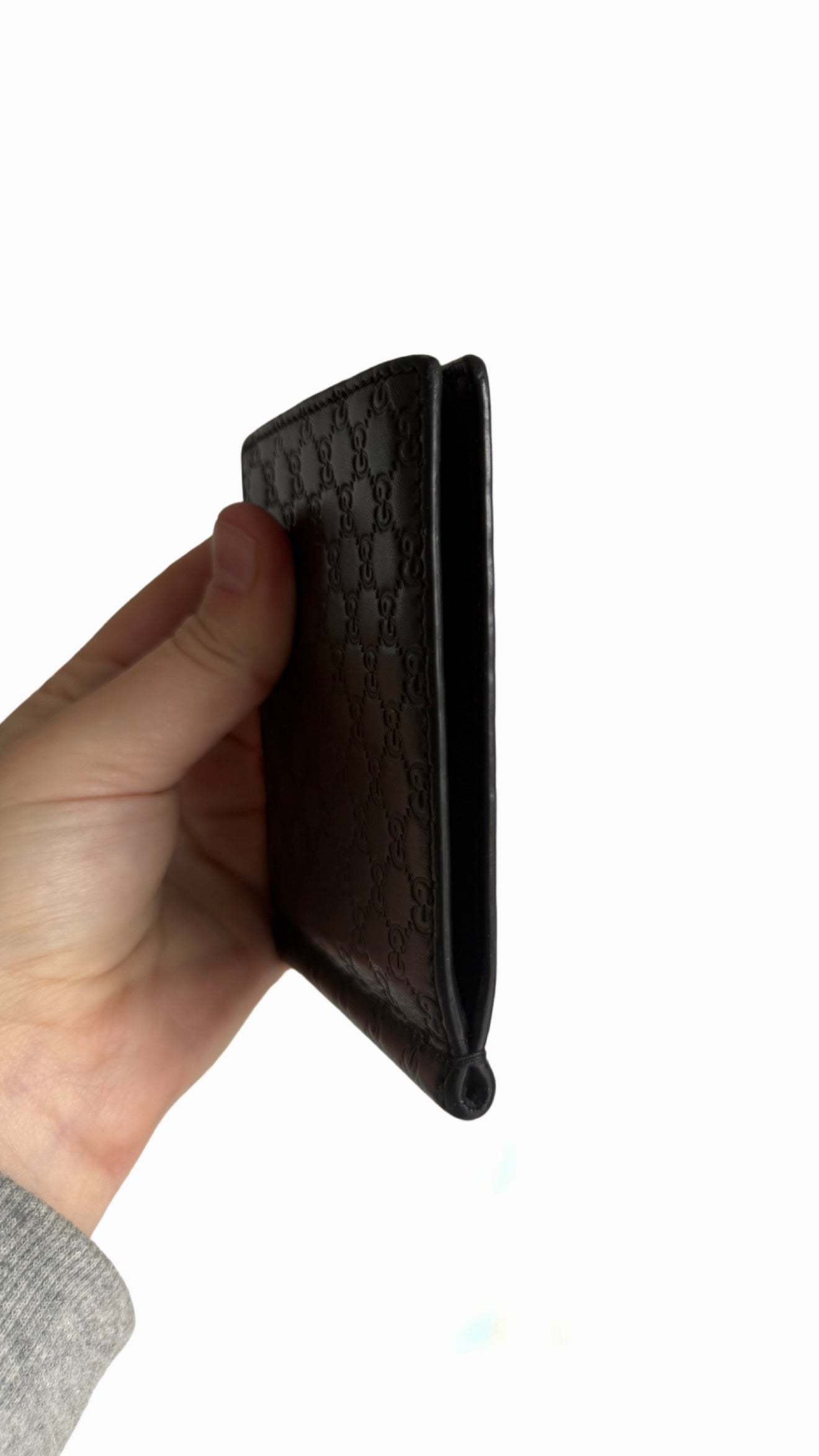 Gucci Black Guccissima Leather Web Money Clip Bi-fold Wallet