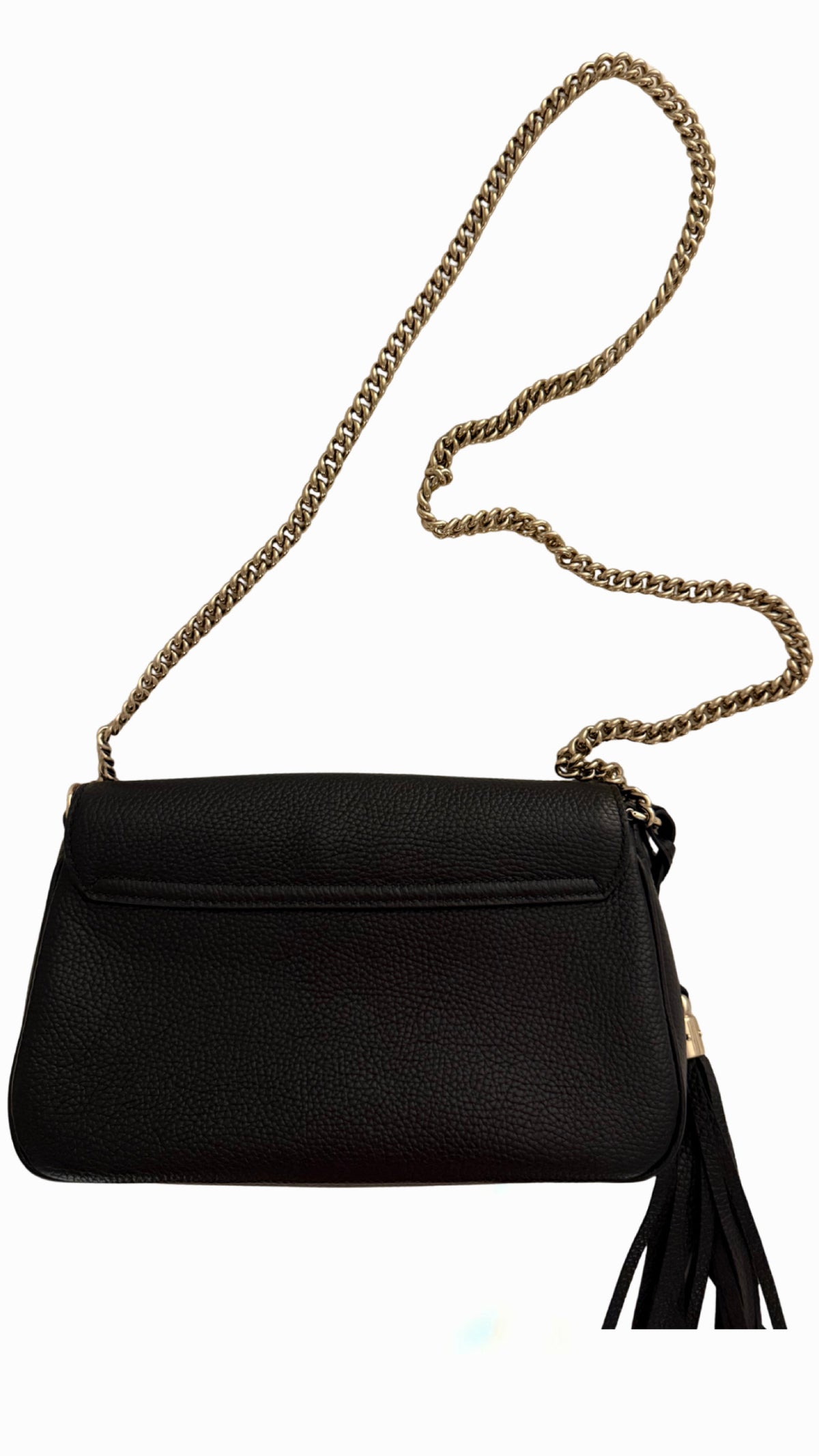 Gucci Black Pebbled Leather Soho Chain Flap Shoulder Bag