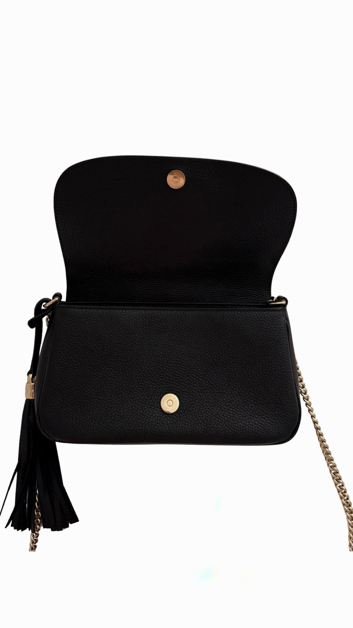Gucci Black Pebbled Leather Soho Chain Flap Shoulder Bag