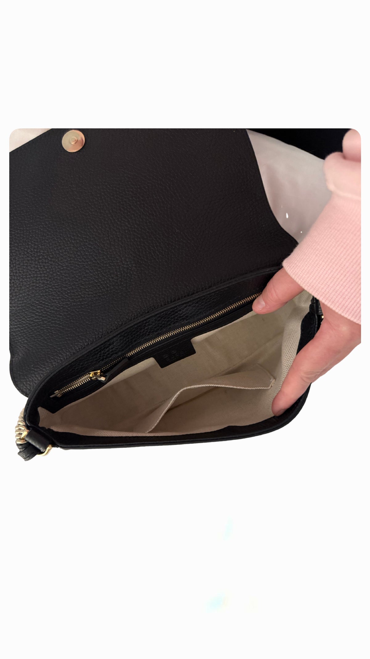Gucci Black Pebbled Leather Soho Chain Flap Shoulder Bag