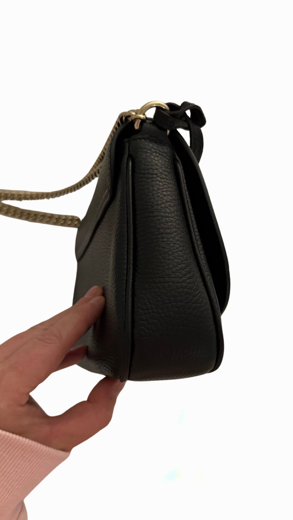 Gucci Black Pebbled Leather Soho Chain Flap Shoulder Bag