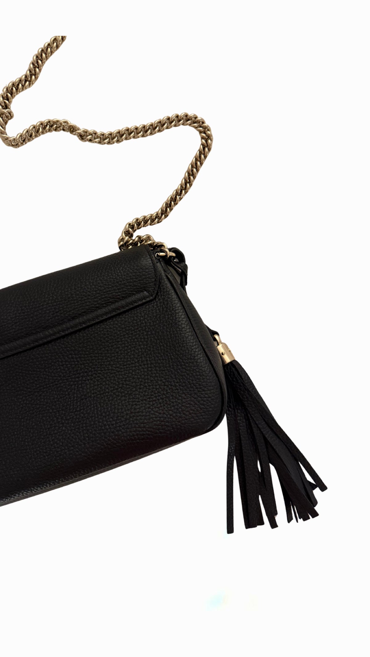 Gucci Black Pebbled Leather Soho Chain Flap Shoulder Bag