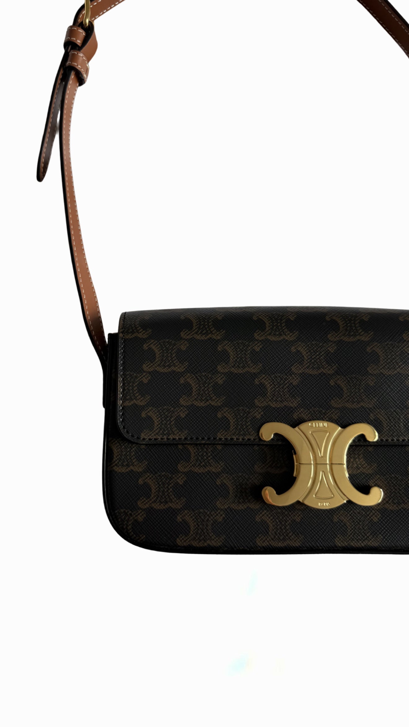 Celine Shoulder Bag Claude in Triomphe Canvas and Calfskin