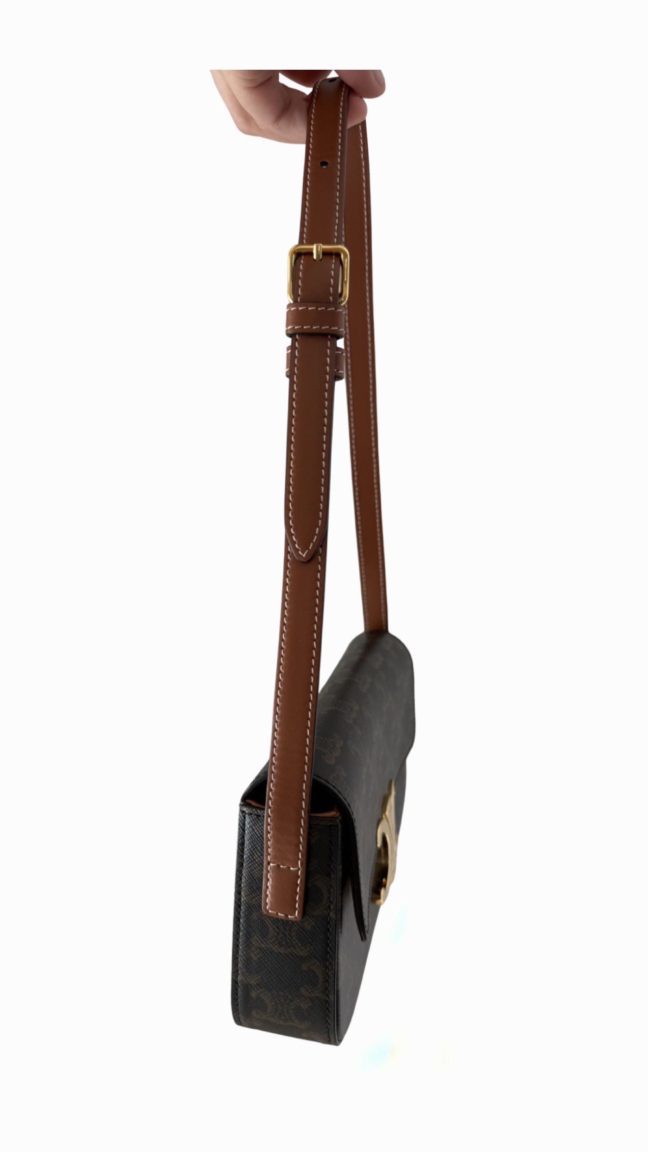 Celine Shoulder Bag Claude in Triomphe Canvas and Calfskin